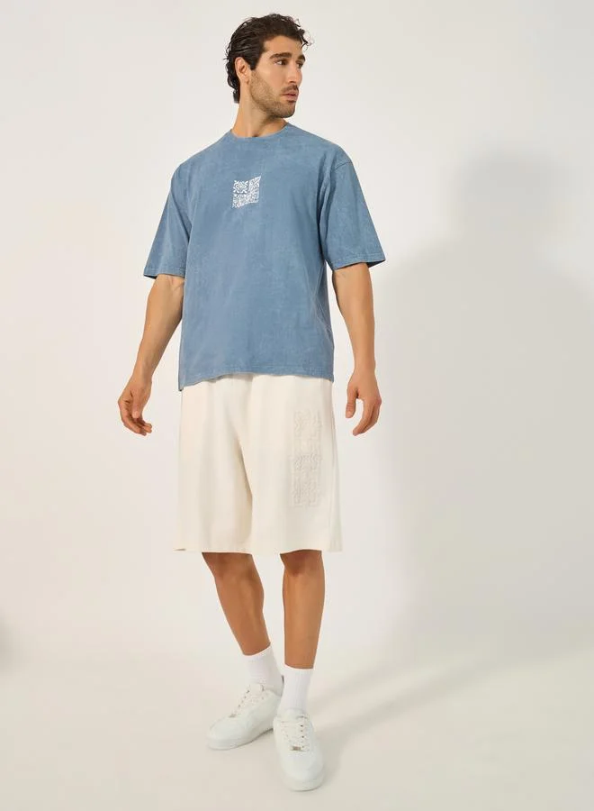 Styli Acid Washed Crew Neck Oversized T-Shirt